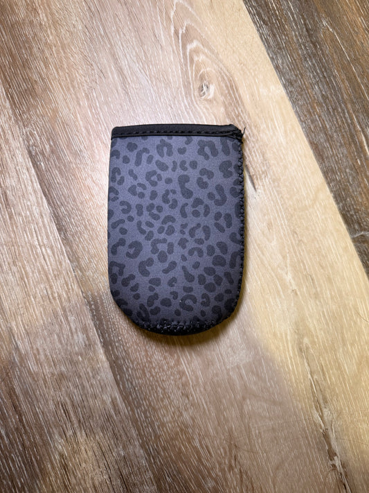 Black Leopard Slim Koozie